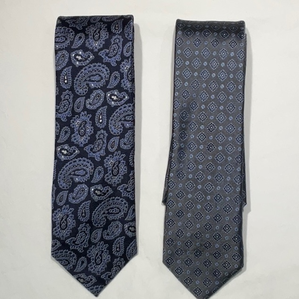 “Finance Guy” Black Brown 1826 100% Silk Tie Bundle of 2